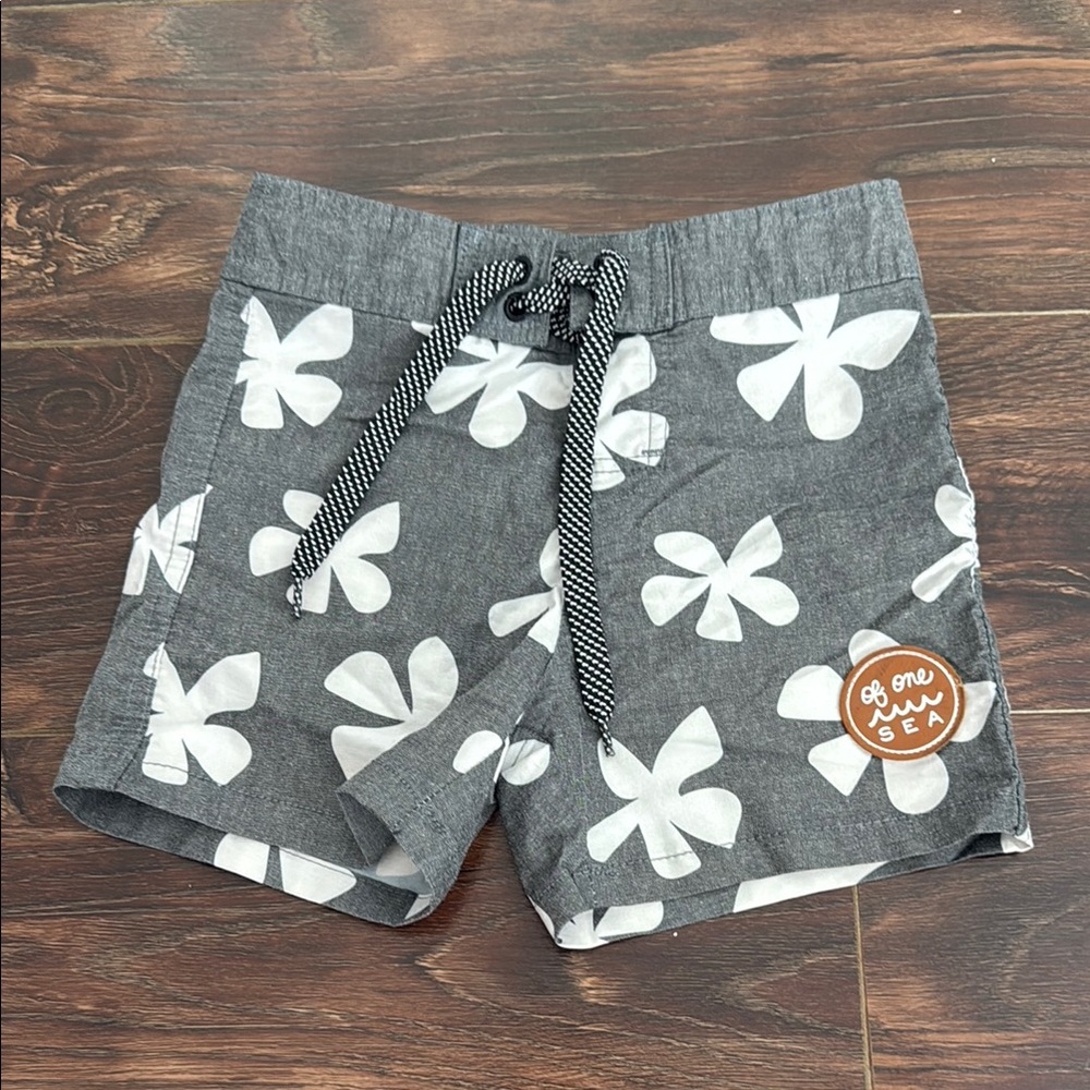 Gray Kids Shorts with White Print